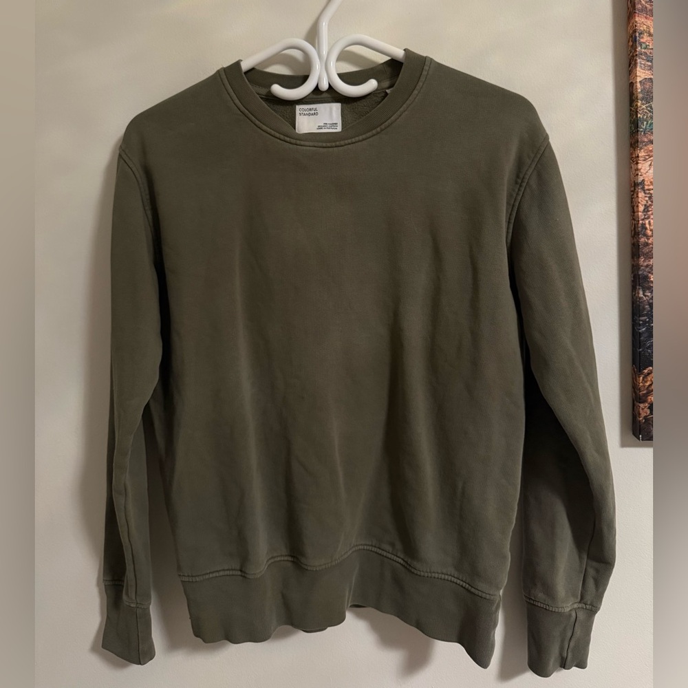 colorful standard oversized sweatshirt aesthetic trendy aritzia-style top olive